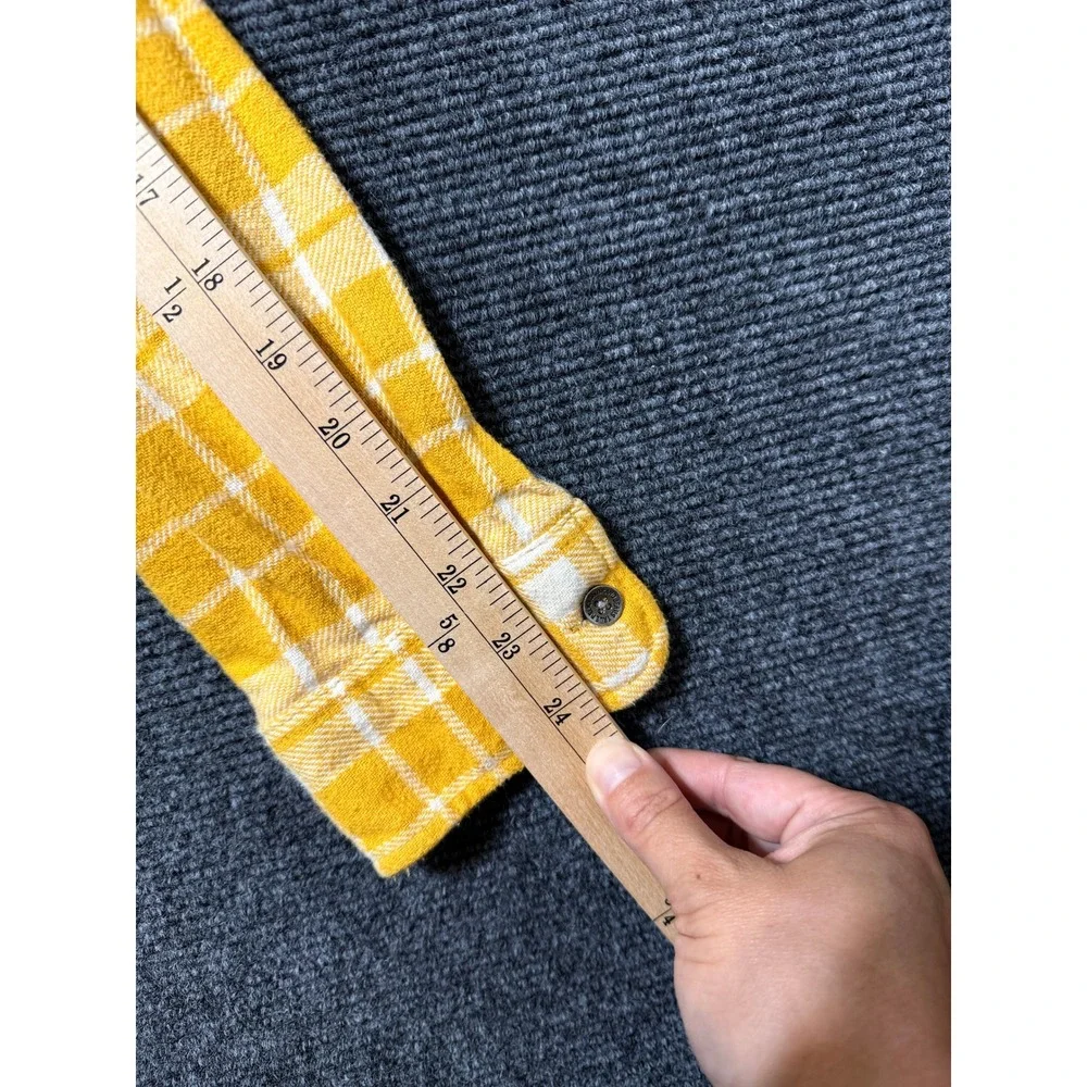 True Religion Flannel Button Down Mens XL Yellow Excellent Plaid Long Sleeve